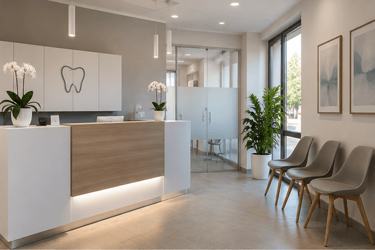 Sala d'attesa dimostrativa di uno studio dentistico